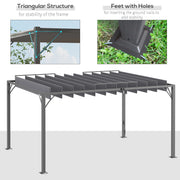 Grey 4 x 3m Aluminium Pergola with Louvered Roof for Garden and Patio by Outsunny