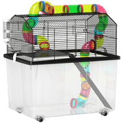 2 Tier Hamster Cage with Deep Tray Tube System Water Bottle and Accessories by PawHut