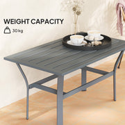 Dark Grey Metal Garden Coffee Table Rectangular Outdoor Side Table With Slatted Top by Outsunny