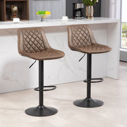 Adjustable Swivel Bar Stools Set of 2 with Backrest and Footrest for Kitchen Brown