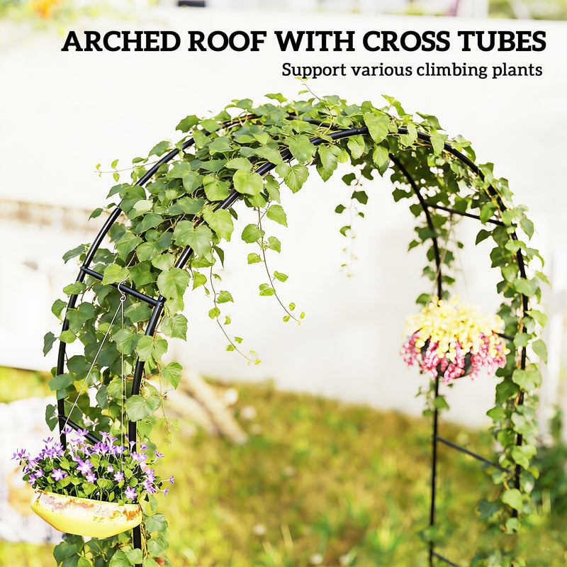 Garden Arch for Patios and Hard Surfaces with Stable Base for Events and Climbing Plants Black Outsunny