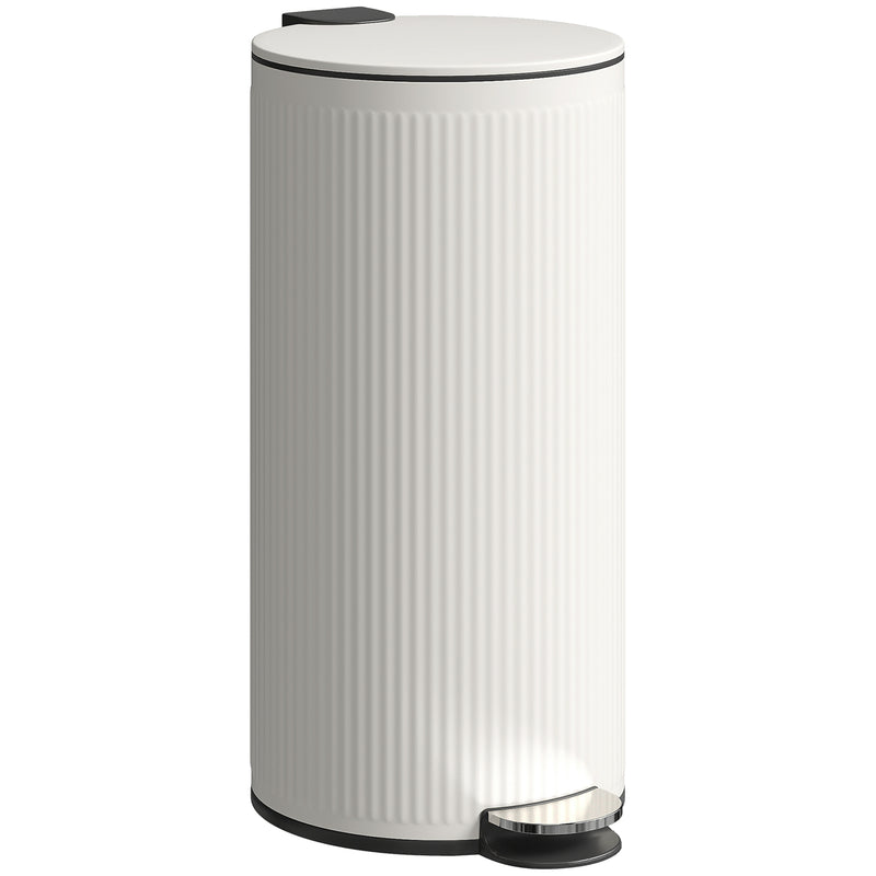 Kitchen Pedal Bin 30L with Soft Close Lid and Removable Inner Bucket Cream Homcom