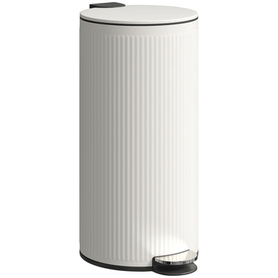 Kitchen Pedal Bin 30L with Soft Close Lid and Removable Inner Bucket Cream Homcom