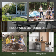 Round Folding Garden Side Table with Marble Effect Glass Top for Patio or Balcony Use