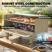 Portable Charcoal BBQ Grill for Easy Outdoor Cooking with Adjustable Grate Khaki AOSOM
