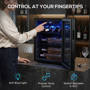 Wine Cooler for 16 Bottles with Double-Glass Door for Kitchens and Home Bars Black Homcom