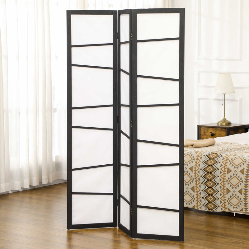 3 Panel Wooden Folding Room Divider Freestanding Privacy Screen for Bedroom, White