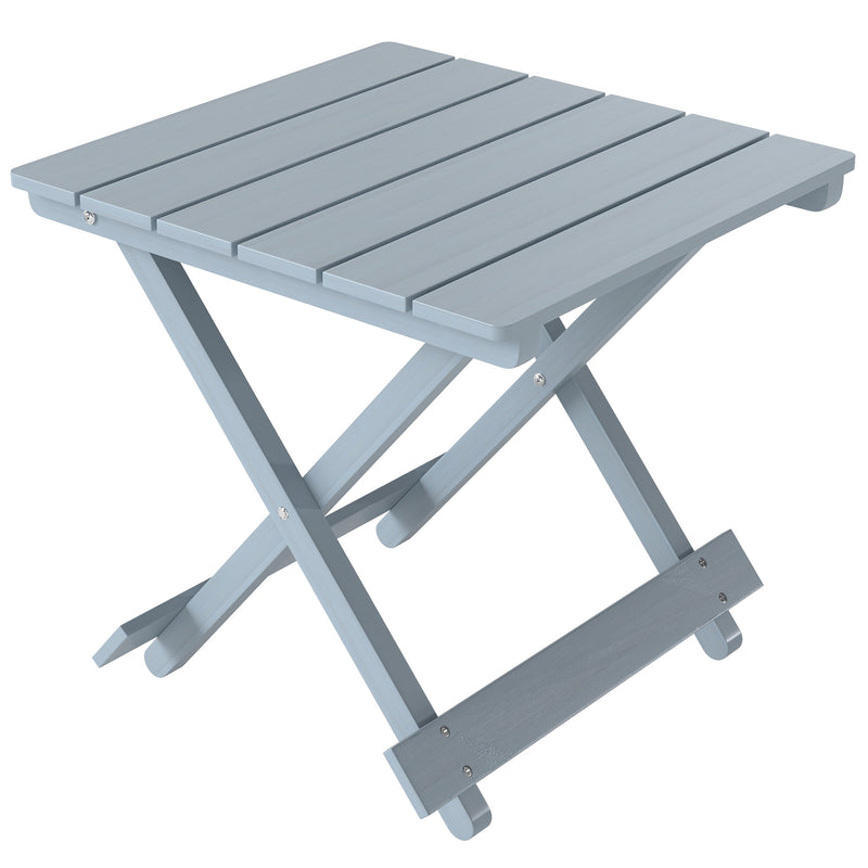 Foldable Wooden Garden Side Table for Outdoor or Indoor Use Slatted Top Light Grey Outsunny