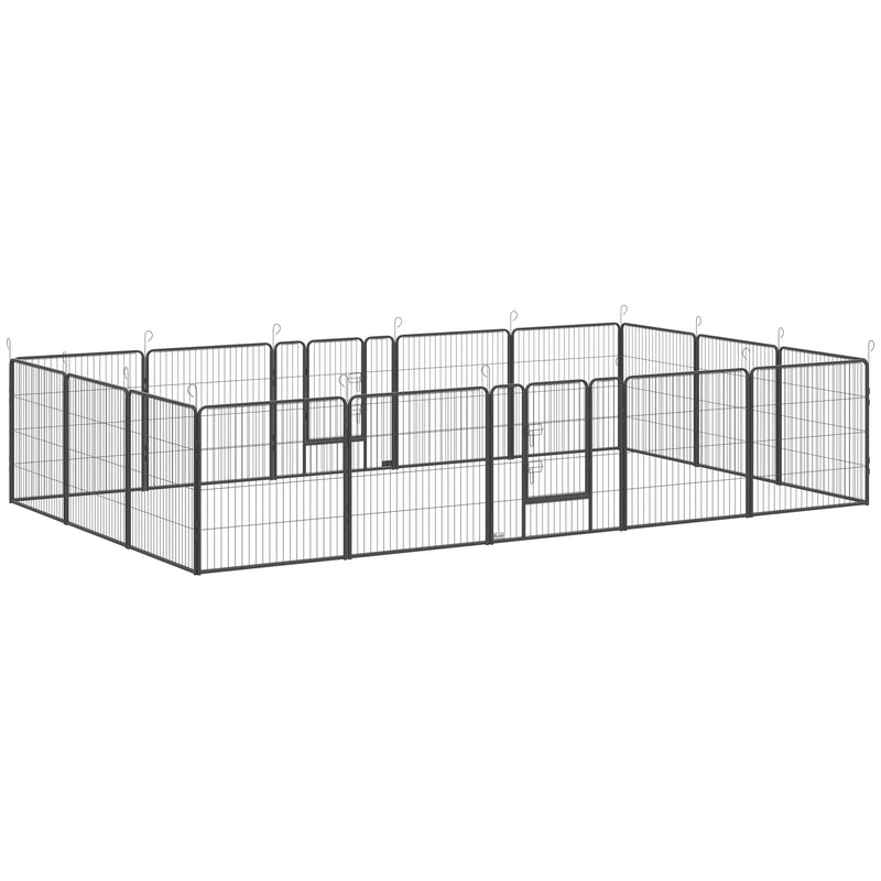 16 Panel Heavy Duty Puppy Playpen for Small and Medium Dogs Indoor Outdoor Use Grey AOSOM