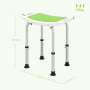 Height Adjustable Shower Stool With Padded Seat and Drainage Holes for Bathroom Use, Green