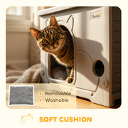Cat House with Stackable Design for Indoor or Outdoor Use and Easy Cleaning Grey AOSOM