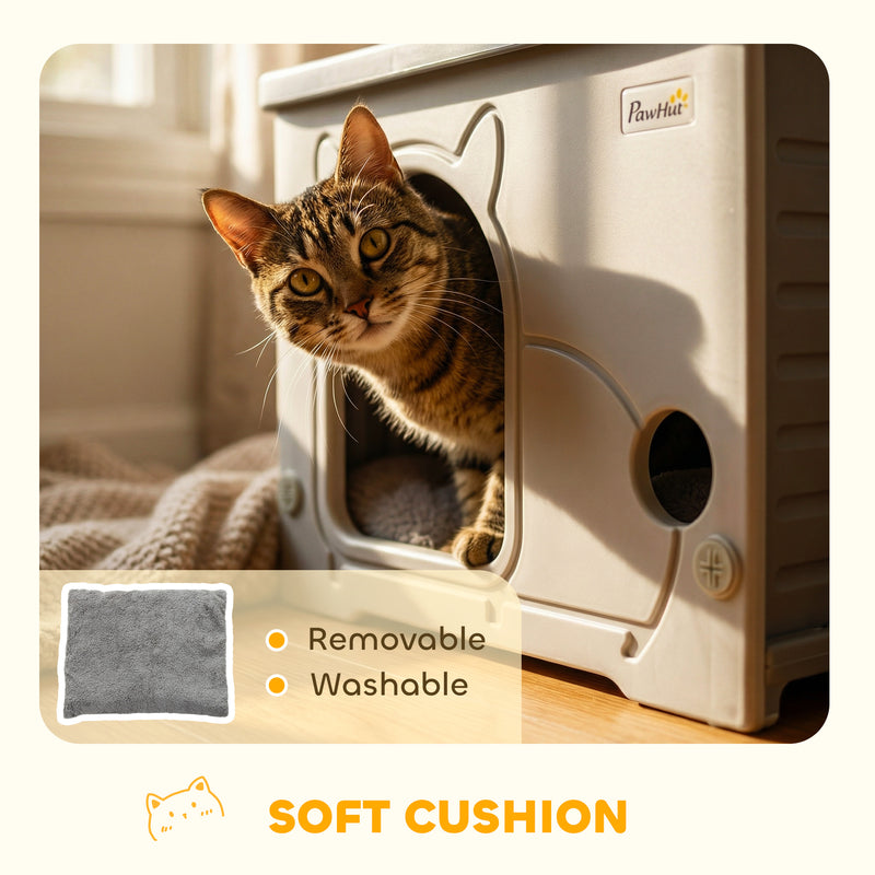 Cat House with Stackable Design for Indoor or Outdoor Use and Easy Cleaning Grey AOSOM