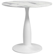 2 Seater Dining Table with Steel Base and Anti Slip Feet for Small Spaces White and Grey