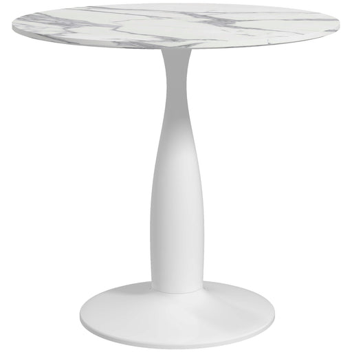 2 Seater Dining Table with Steel Base and Anti Slip Feet for Small Spaces White and Grey