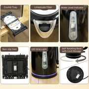 4 Slice Toaster and 17L Rapid Boil Kettle Set With Strix Control and Crumb Tray Black