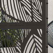 Black Metal Garden Privacy Screen With Leaf Design Ideal For Outdoor Spaces