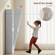 Tall 6 Tier Narrow Bookcase With Drawer and Storage Cabinet for Home Office White AOSOM