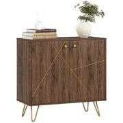 Brown Sideboard Storage Cabinet with Adjustable Shelf and Gold Hairpin Legs by HOMCOM