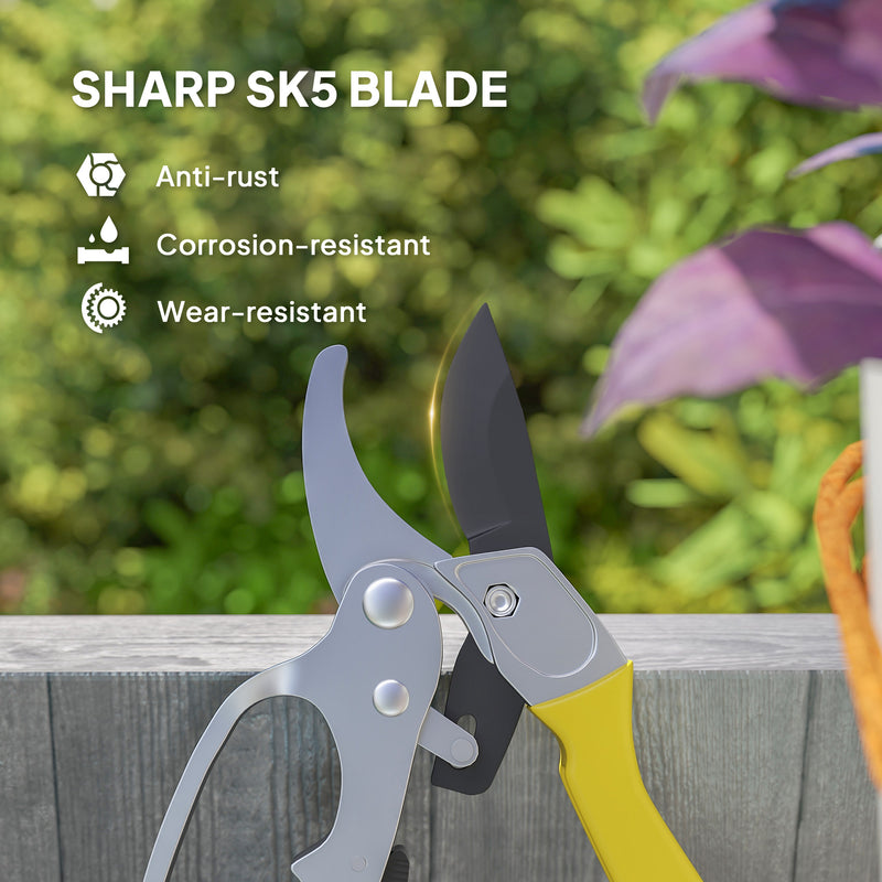 8 Inch Garden Pruning Shears with SK5 Blade for Precise Cutting and Safety Lock