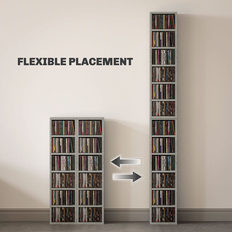 Set of Two CD Storage Units Holds 102 CDs, Space Saving Design, Cement Grey by HOMCOM