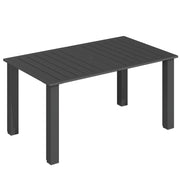 Black Rectangular Garden Dining Table for 6 with Parasol Hole and Steel Frame by Outsunny