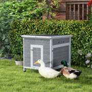 Wooden Duck House with Ramp Ventilated Roof and Removable Base for Outdoors Light Grey
