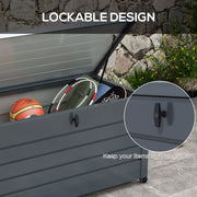 Large 311L Garden Storage Box Galvanised Steel with Lock for Outdoor Use, Dark Grey
