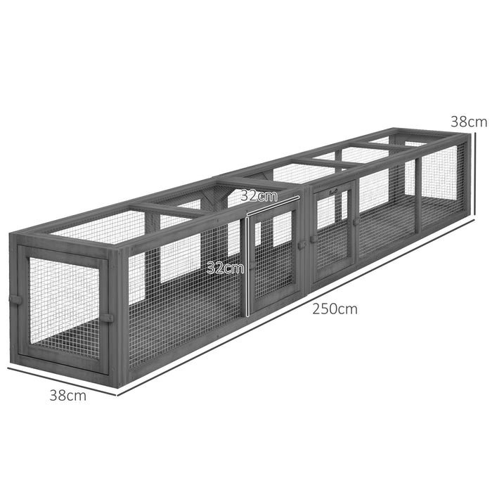 Extra Long Wooden Cat Tunnel 250cm With 8 Doors L Shape or Rectangle Outdoor Enclosure by PawHut