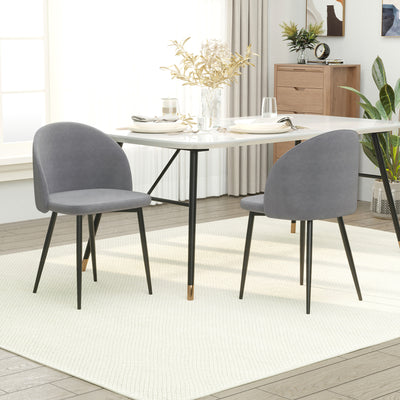 Set of 2 Fabric Dining Chairs with Padded Seat for Kitchen Office or Lounge Grey