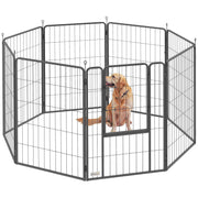 8 Panel Heavy Duty Dog Playpen with Door for Large Dogs 100cm High Indoor Outdoor by PawHut