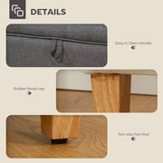 Linen Storage Ottoman with Padded Seat and Wooden Legs Ideal for Bed End or Hallway Charcoal Grey