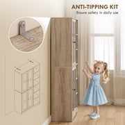 Multi Storage Kitchen Cabinet With Glass Doors And Adjustable Shelves For Home Use Grey