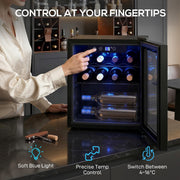 Wine Cooler for 12 Bottles with Double Glass Door and Quiet Operation Black Homcom
