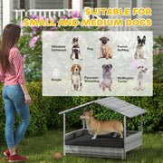 Extendable Elevated Rattan Dog Bed With Water Resistant Roof and Cushion Charcoal Grey by PawHut