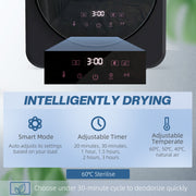 Compact Tumble Dryer for Small Spaces with Quick Drying and Wall Mount Option Black AOSOM