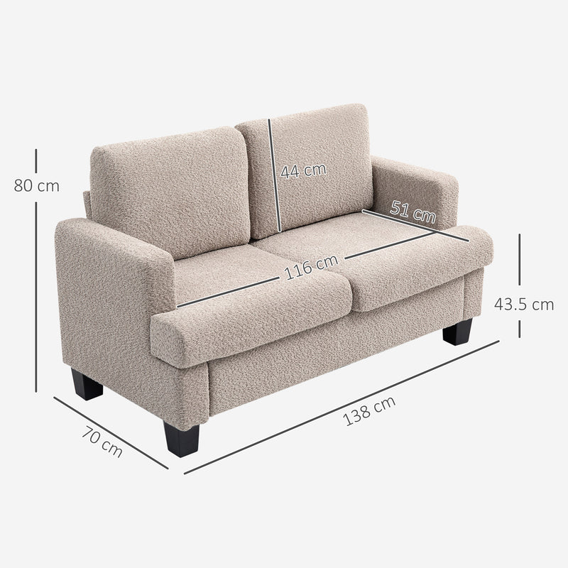 Light Brown 2 Seater Loveseat Sofa with Removable Cushions Chenille Fabric by HOMCOM