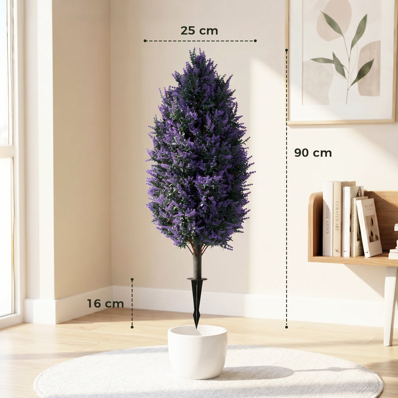 Artificial Lavender Towers Set of 2 for Easy Year Round Garden Colour Blue