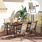 Set of Four Folding Outdoor Chairs Brown and Black Weather Resistant by Outsunny