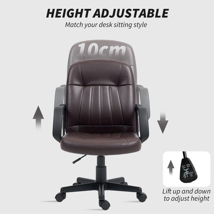 Dark Brown Swivel Executive Office Chair PU Leather With Padded Seat by HOMCOM