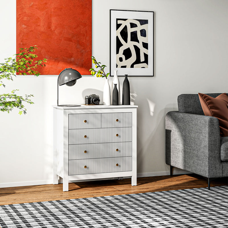 White Chest of Bedroom Drawers With Gold Legs Elegant Bedroom Storage by HOMCOM