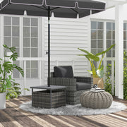 Outsunny Outdoor Rattan Wicker Coffee Table w/ Umbrella Hole Suitable for Garden Garden AOSOM