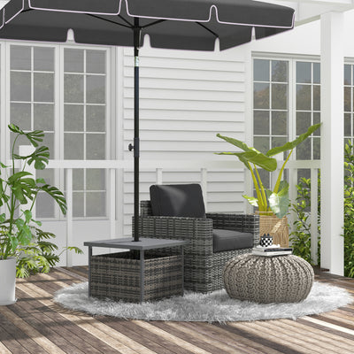 Outsunny Outdoor Rattan Wicker Coffee Table w/ Umbrella Hole Suitable for Garden Garden AOSOM