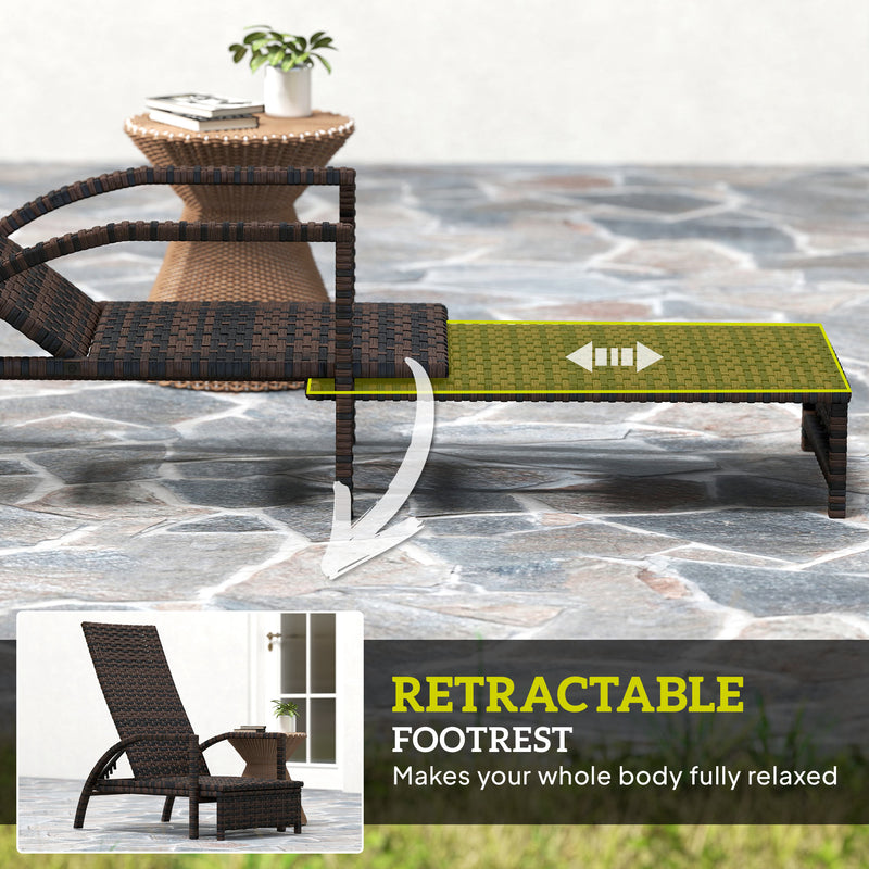 Mixed Brown Rattan Sun Lounger with Adjustable Backrest for Garden Relaxation by Outsunny