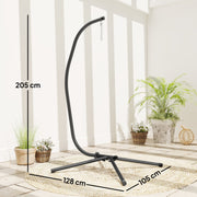 Hammock Chair Stand for Indoor or Garden Use Adjustable Steel Frame Black AOSOM