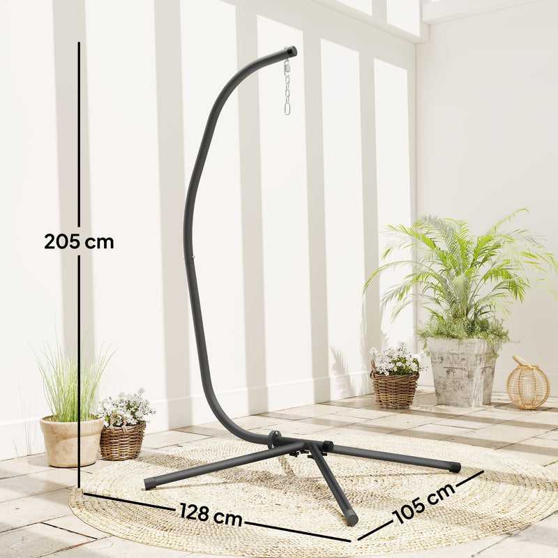 Hammock Chair Stand for Indoor or Garden Use Adjustable Steel Frame Black AOSOM