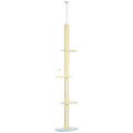 Adjustable Floor To Ceiling Cat Tree With Toy Ball And Anti Tip Kit For Indoor Play Grey