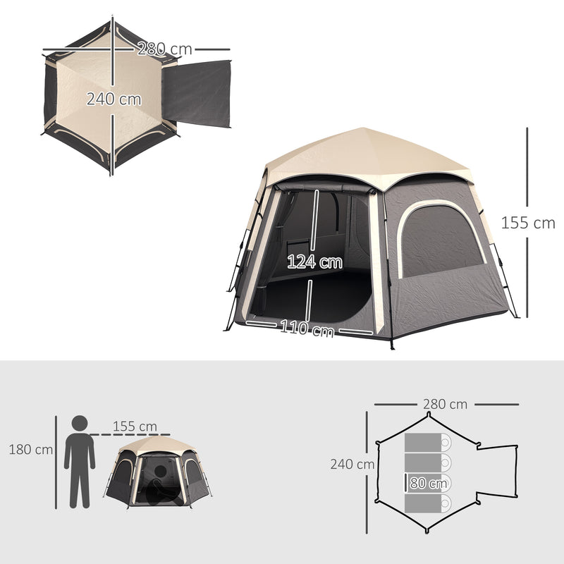 4 Person Dome Tent with Fast 2 Minute Setup for Easy Camping Shelter Dark Grey