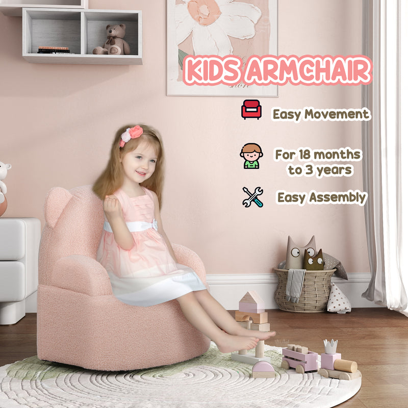 Bear Shaped Toddler Armchair for Bedroom or Playroom Ages 18 Months to 3 Years, Pink