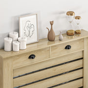 Radiator Cover with Slatted Front and Storage Drawer for Safe Family Homes Oak Homcom