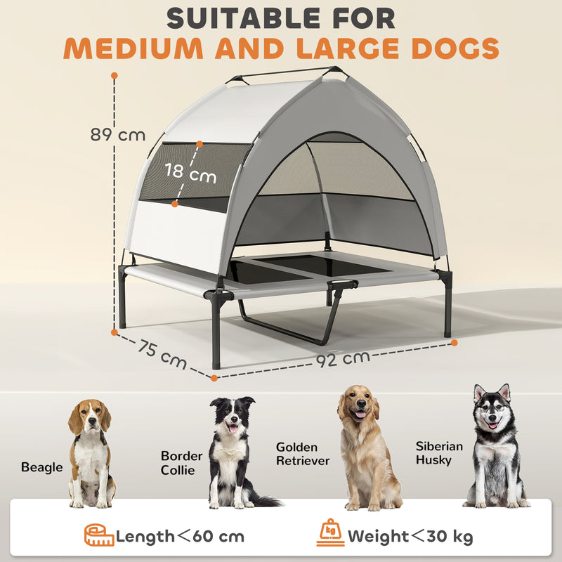 Portable Elevated Dog Bed with Canopy Cooling Raised Pet Cot for Medium to Large Dogs